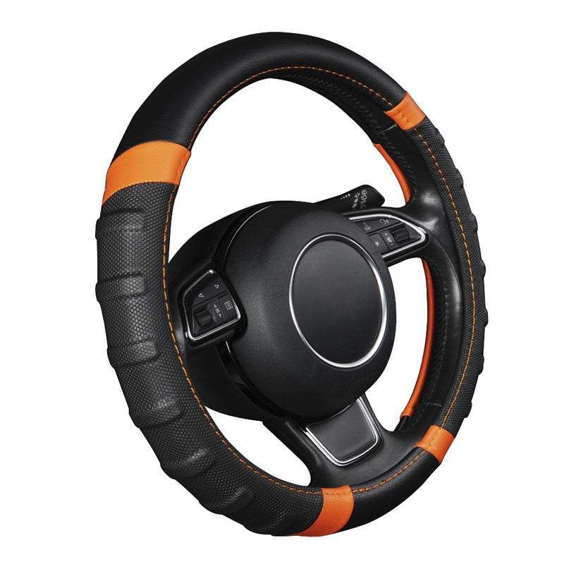 Universal 15 inch/38cm Protector for Auto/Truck/SUV/Van Odor Free Circular Shaped-A, Orange Anti Sweat,Anti-slip Breathable CDGroup Car Steering Wheel Cover Microfiber Leather 