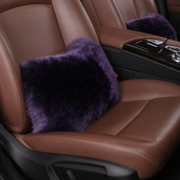 AUTOYOUTH Car Seat Cover with Australian Pure Wool Car Seat Cushion with Fur Headrest, Back Holder Purple