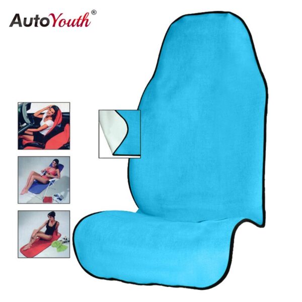 AUTOYOUTH Towel Car Seat Cover for Athletes Fitness Gym Running Beach Swimming Outdoor Water Sports Machine Washable - Black