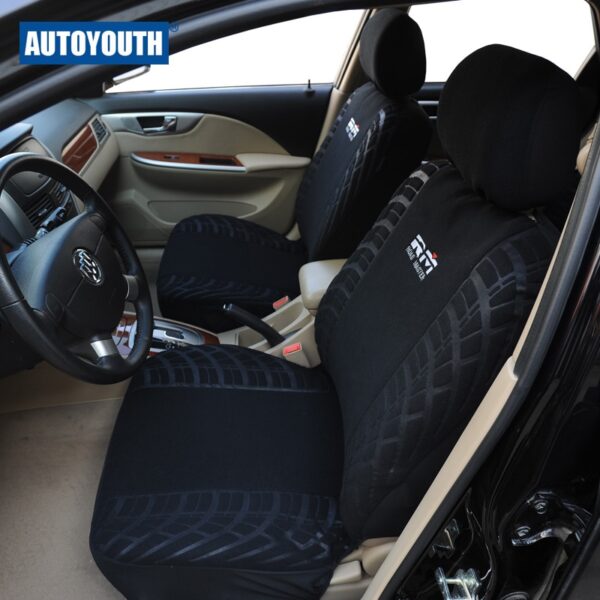 AUTOYOUTH 100% Looped Fabric Car Seat Covers Universal Fit Most Cars SUV Vehicles Seat Cover Black Car Seat Protector