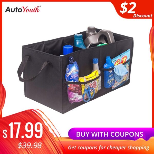 AUTOYOUTH Car Trunk Black Storage Box Multifunctional Storage Box Finishing Storage Bag luggage Car Interior Storage Box