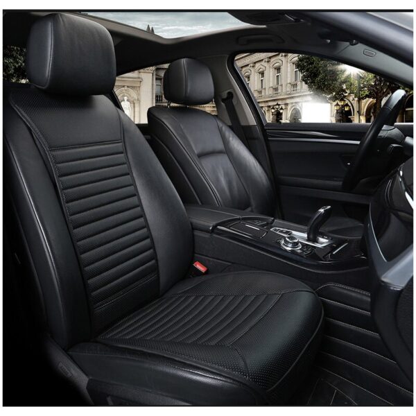 AUTOYOUTH Luxury PU Leather Car Seat Cushion Suit for Most Cars with slim Waistline Backrest 1PCS Black Car Seat Cover