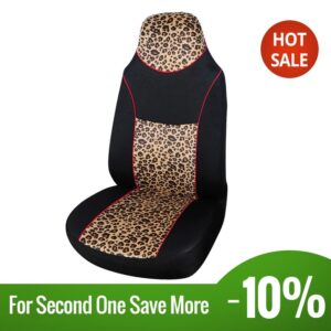 AUTOYOUTH 1PCS Leopard Animal Print Integrated High Back Bucket Seat Cover Universal Fit Most Car Seat Cover Interior Accessorie