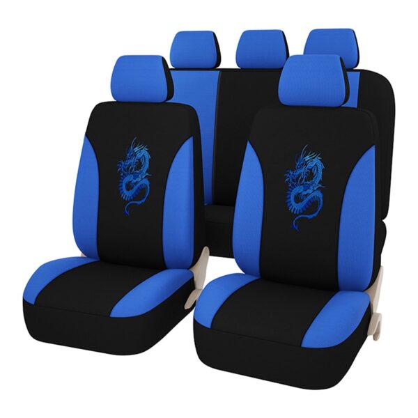 AUTOYOUTH 9PCS Universal Fit Car Seat Covers With Dragon Pattern Detail Styling 100% Breathable Car Seat Protector Car interior