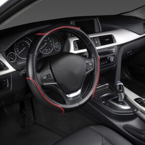 AUTOYOUTH PU Leather Steering Wheel Cover Sports Skyle with Anti-slip Braiding fit 15 in for Ford Focus 2 3 4 Mondeo Ecosport