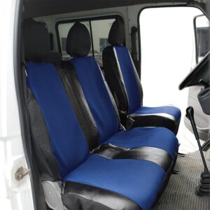 AUTOYOUTH Blue/Black 1 + 2 Seat Covers For van / van Universal With Imitation Leather Color