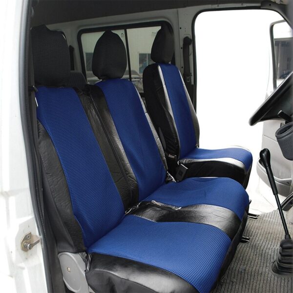 AUTOYOUTH Blue/Black 1 + 2 Seat Covers For van / van Universal With Imitation Leather Color