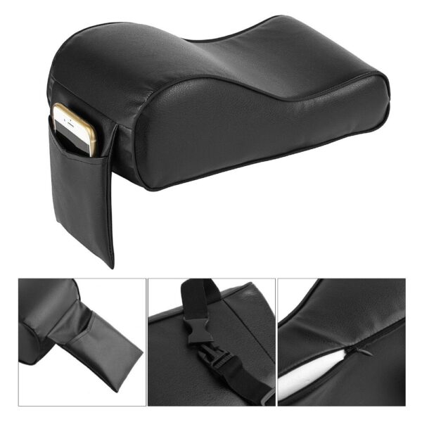 AUTOYOUTH PU Leather Car Armrest Pad Memory Foam Universal Auto Armrests Covers with Phone Pocket for VW/BMW/AUDI/Honda