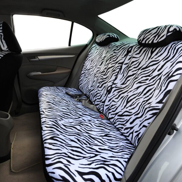 AUTOYOUTH Short Plush Luxury Zebra Seat Covers Universal Fit Most Car Seats Steering Wheel Cover Shoulder Pad White Seat Cover