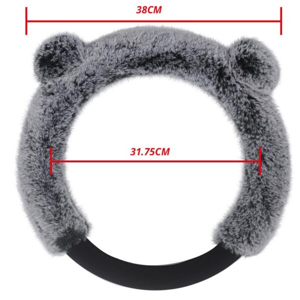 AUTOYOUTH Winter Steering Wheel Cover Plush Fur Cute Warm Long Wool Plush Car Steering Wheel Covers Universal 37-38 cm/15inch