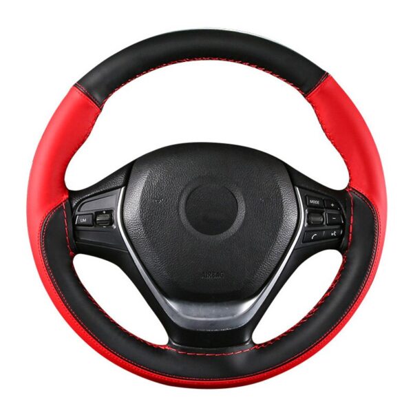 AUTOYOUTH Microfiber Leather Universal DIY Car Steering-wheel Cover With Needles and Thread Anti-Slip Soft Fiber Leather 15 inch