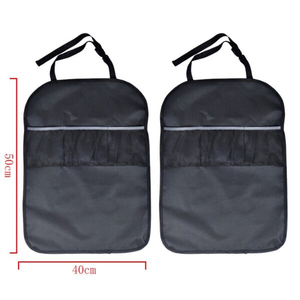 AUTOYOUTH Kick Mats Back Seat Protectors Storage Organizer Pocket 2PC Universal Kids Car Auto Seat Back Protector Cover Black