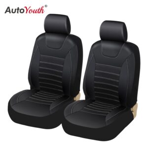 AUTOYOUTH Soft Luxury PU Leather Car Seat Covers Airbag Compatible Universal Fit for All Car SUV Truck Car Seat Protector Black