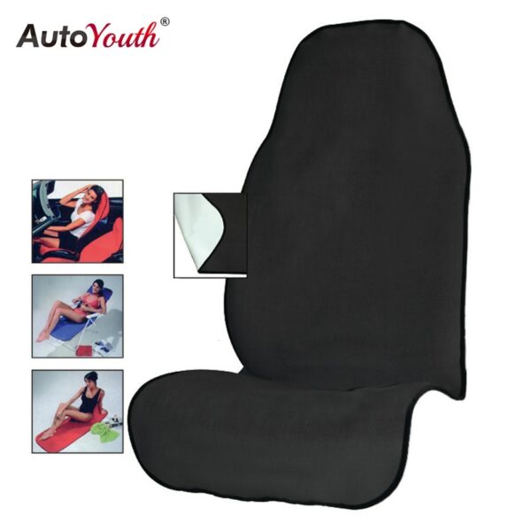 AUTOYOUTH Towel Car Seat Cover for Athletes Fitness Gym Running Beach Swimming Outdoor Water Sports Machine Washable - Black