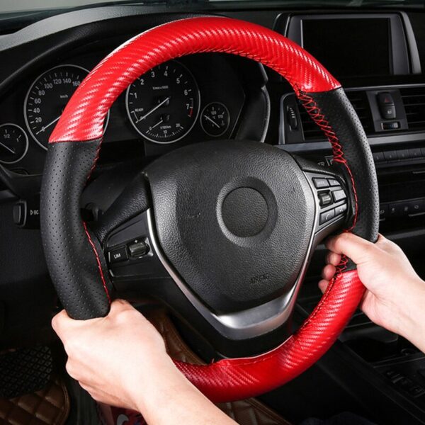 AUTOYOUTH Microfiber Leather Universal DIY Car Steering-wheel Cover 38CM Anti-Slip Sport Auto Steering Wheel Covers 15 inch
