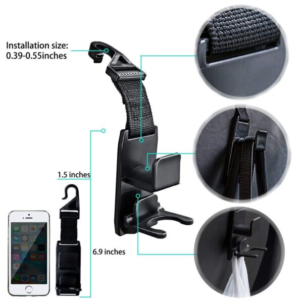 Purse Hanger Headrest Hook Holder for Car Seat Organizer, Behind Over the Seat Car Hooks-Magic Headrest Hooks for Car