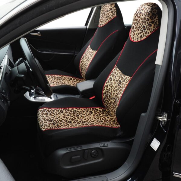 AUTOYOUTH 2PCS Fashion Leopard Print Integrated High Back Bucket Seat Cover Universal Fit Most Car Seat Cover