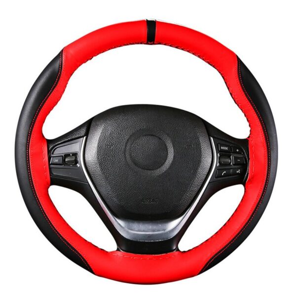 AUTOYOUTH Microfiber Leather Steering Wheel Cover Automotive Interior Accessories Decorate 15 Inch Universal Anti-Slip DIY Sport
