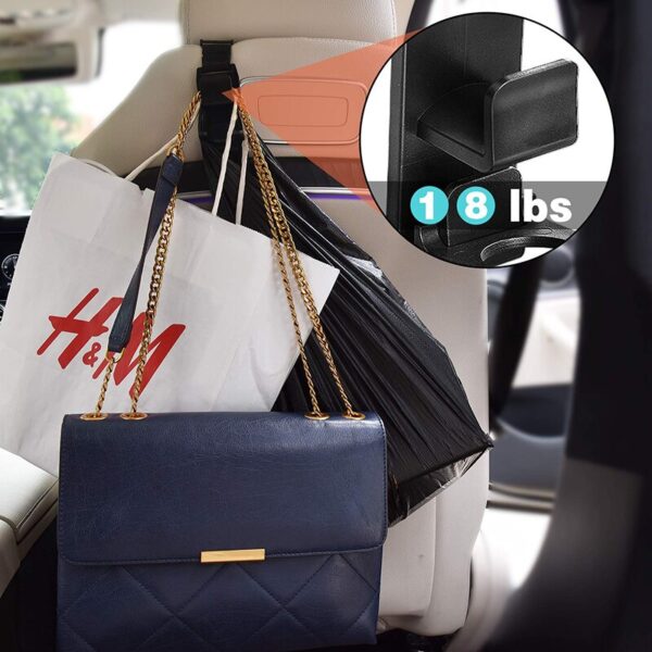 Car Backseat Headrest Hook, Vehicle Universal Car Organizer Storage Hanger for Coats Handbag, Purse, Backpack, Grocery Bags 2PCS