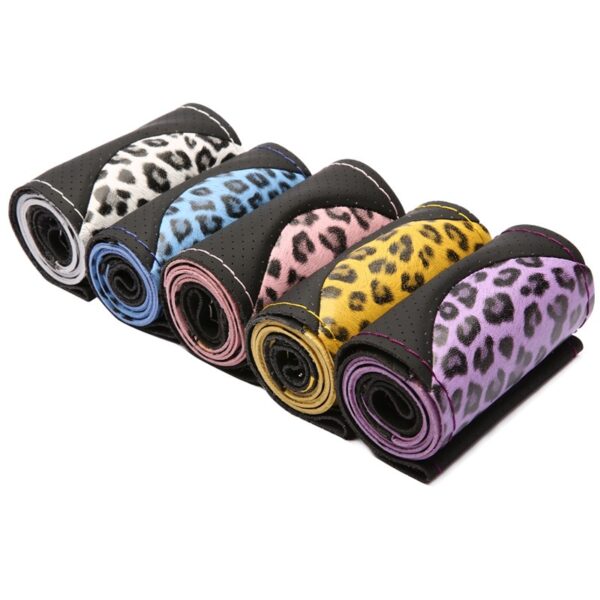 Leopard Style Steering Wheel Covers Soft Leather Fashion The Steering Wheel Cover Of Car Interior Accessories