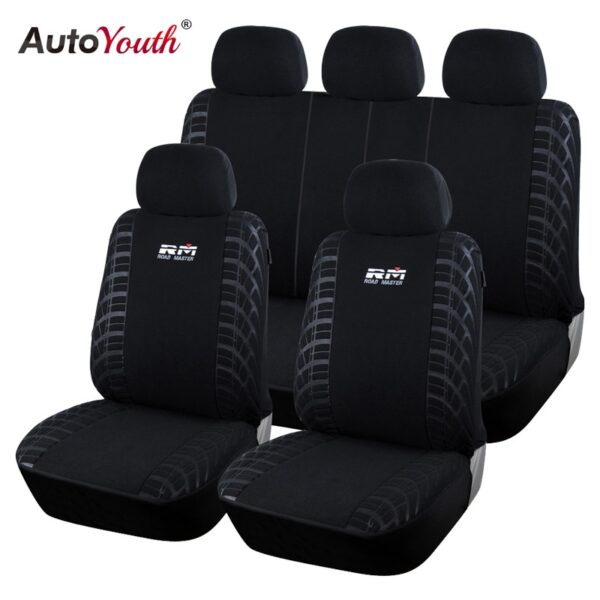 AUTOYOUTH 100% Looped Fabric Car Seat Covers Universal Fit Most Cars SUV Vehicles Seat Cover Black Car Seat Protector