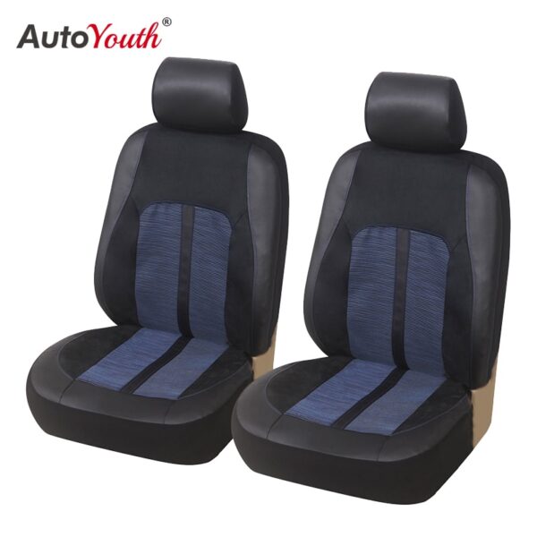 AUTOYOUTH 2PCS Car Seat Cover Jacquard Suede Leather Comfortable Breathable Fabric Made Of Universal Car Cover Car Interior
