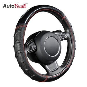 AUTOYOUTH Willow Patterned Massage Car Steering Wheel Cover Soccer Pattern Splice Light Leather Universal Fits Most Car Styling