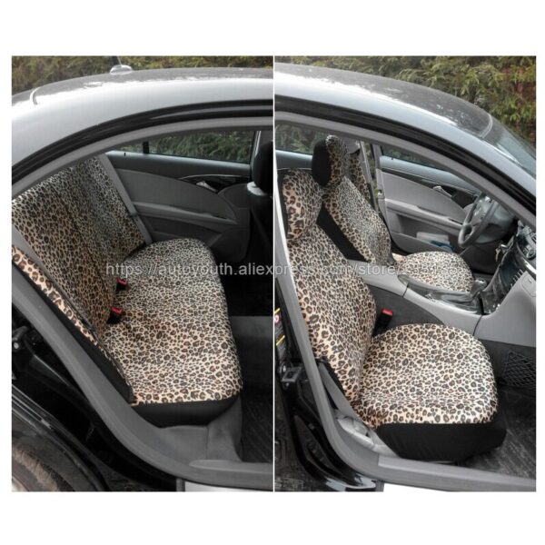 AUTOYOUTH Luxury Leopard Print Car Seat Cover Universal Fit Seat Belt Pads,and 15" Universal Steering Wheel Car Seat Protector