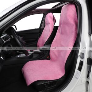 AUTOYOUTH Pink Towel Seat Cushion Universal Fit Car Seat Protector Pet Mat Dog Car Seat Cover