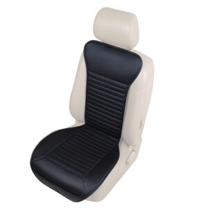 AUTOYOUTH Luxury PU Leather Car Seat Cushion Suit for Most Cars with slim Waistline Backrest 1PCS Black Car Seat Cover