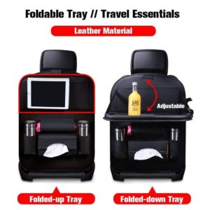 PU Car Seat Protector Backseat Organizer with Tablet Holder and Foldable Tray Durable Quality Travel Accessories Organizer