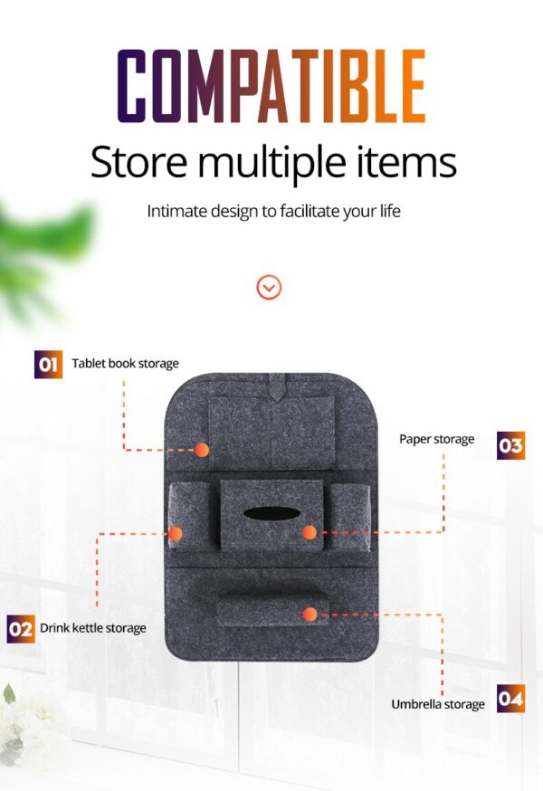 Car Interior Supplies Seat Back Storage Bag Seat Back Storage Bag Multi-function Car Storage Bag Felt Hanging Bag