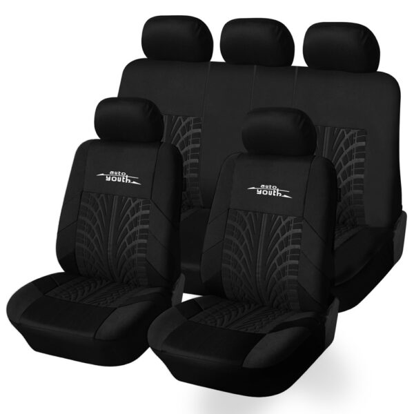 AUTOYOUTH Embroidered Tire Series Car Seat Cover Plain Fabric Bicolor Stylish Car Accessories Suitable For Most Cars