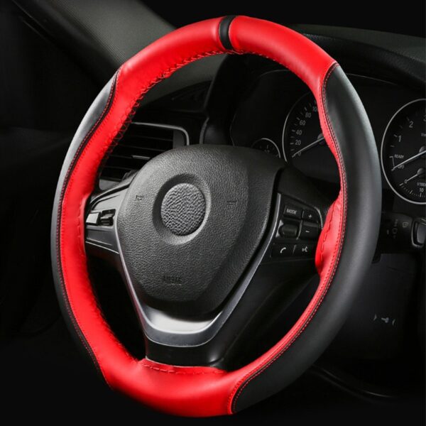AUTOYOUTH Microfiber Leather Steering Wheel Cover Automotive Interior Accessories Decorate 15 Inch Universal Anti-Slip DIY Sport