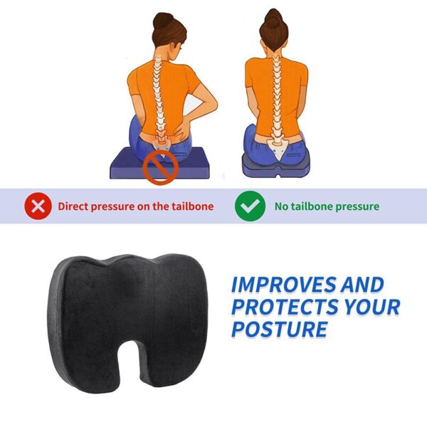 AUTOYOUTH Seat Cushion Pad Black Coccyx Orthopedic Seat Cushion Lumbar Support Comfort Memory Foam Pad For Chair Car Office Home