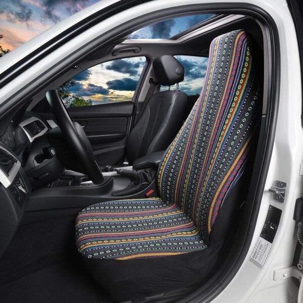 Universal Stripe Colorful Front Seat Cover Saddle Blanket Baja Bucket Seat Covers Seats Protectors for Car Truck & SUV