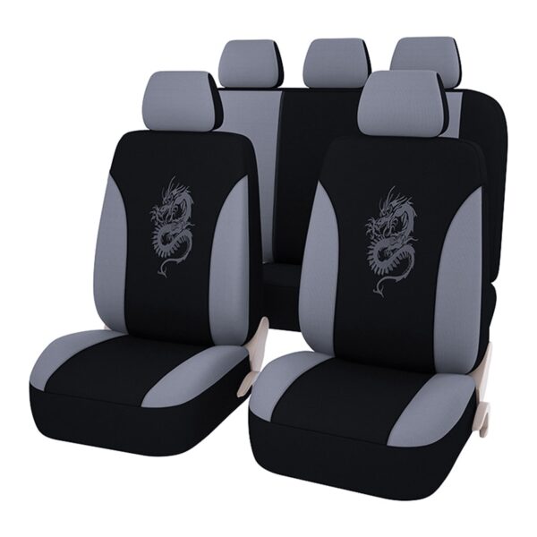 AUTOYOUTH 9PCS Universal Fit Car Seat Covers With Dragon Pattern Detail Styling 100% Breathable Car Seat Protector Car interior