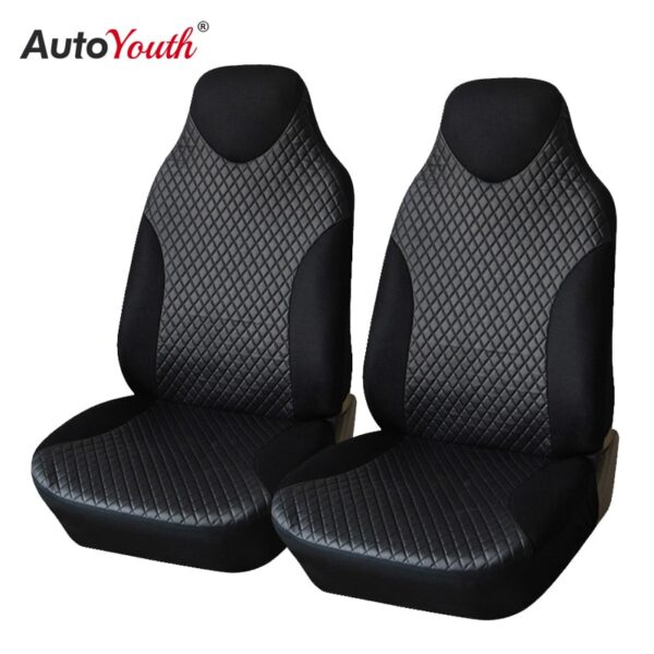 AUTOYOUTH Leatherette Car Seat Covers Universal Fit High Back Bucket Seat Cover Black 2pcs/set Car Interior Decoration