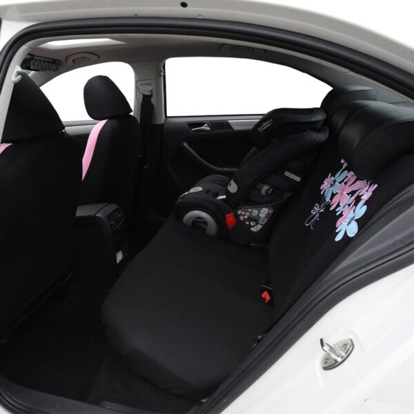 AUTOYOUTH Car Seat Covers For Women Universal Fit Most Cars And Airbag Compatible Pink Color With Flower Embroidery