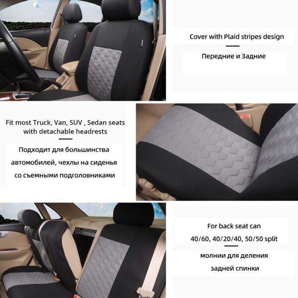 New High-Quality Fashion 9-PCS Seat Cover Unique Quadrilateral Pattern Protection Seat Multi-Color Optional For Most Seat Covers