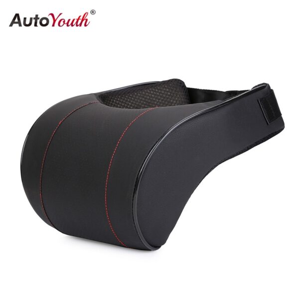 AUTOYOUTH Car Neck Pillow Memory Foam Pillow 1PCS PU Leather Car Auto Seat Neck Rest Black Seat Headrest Cushion High Quality