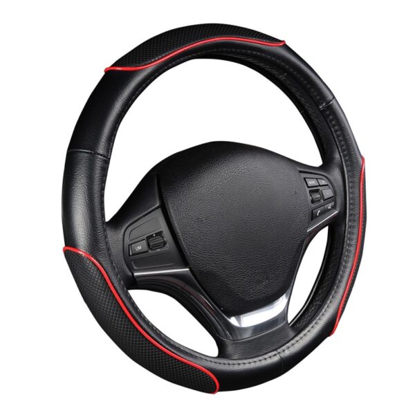 AUTOYOUTH PU Leather Steering Wheel Cover Sports Skyle with Anti-slip Braiding fit 15 in for Ford Focus 2 3 4 Mondeo Ecosport