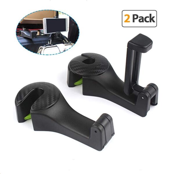 Car Headrest Hooks 2PCS for Car Seat Hook Holder with Cell Phone Bracket StandHolding Phones and Purses,Bags