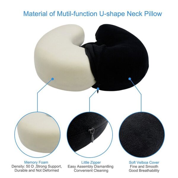 AUTOYOUTH U Shaped Car Neck Pillow Slow Rebound Memory Foam Car Headrest Neck Pillow For Car Seat Flight Traveling Office 1 PC