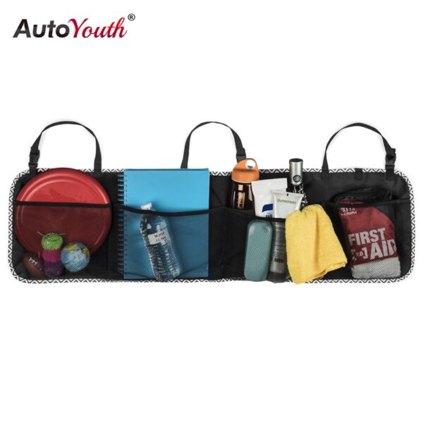 AUTOYOUTH BackSeat Trunk Storage Organizer - 5 Pocket Auto Interior, Perfect Car Organizer, Multipurpose Cargo Accessories