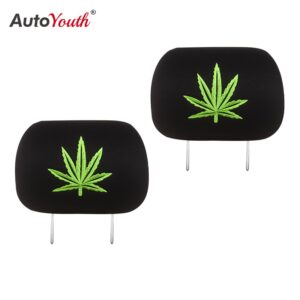 AUTOYOUTH 2PCS Car Seat Headrest Cover Polyester Fiber Material Leaf Shape Universal Car Headrest Cover Car Interior