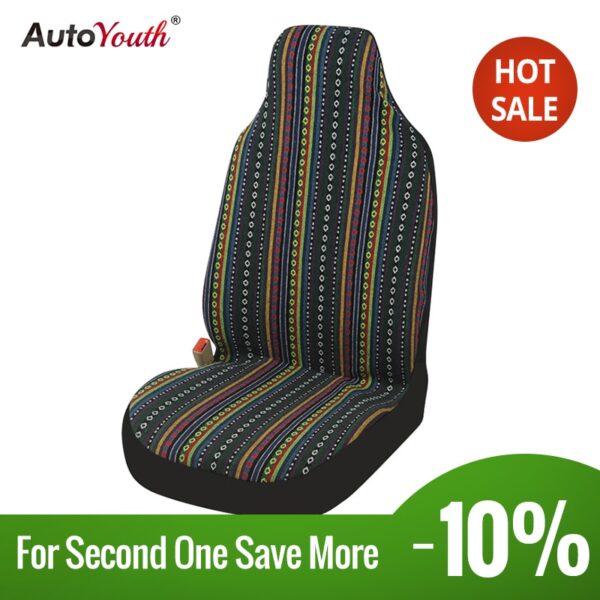 Universal Stripe Colorful Front Seat Cover Saddle Blanket Baja Bucket Seat Covers Seats Protectors for Car Truck & SUV
