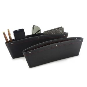 2 Set PU Leather Car Pocket Organizer Seat Console Gap Filler Side Seat Crevice Storage Box Universal Car Seat Side Gap Pocket