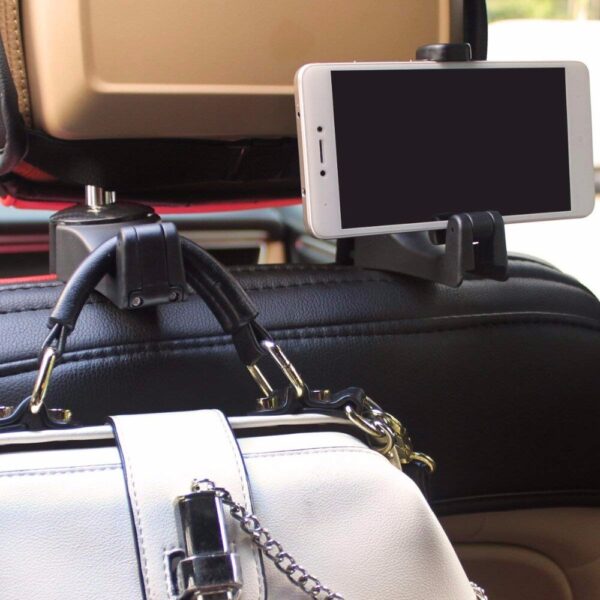 Car Headrest Hooks 2PCS for Car Seat Hook Holder with Cell Phone Bracket StandHolding Phones and Purses,Bags