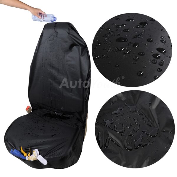 AUTOYOUTH Premium Waterproof Bucket Seat Cover (1 Piece) Universal Fit for Most of Cars Trucks Suvs Black Car Seat Protector